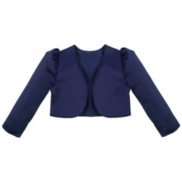 Girls Navy Blue Satin Long Sleeved Bolero